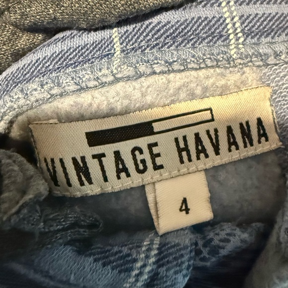 Vintage Havana Boys Blue Hooded Plaid Flannel Jacket like new size 4 - Picture 2 of 3